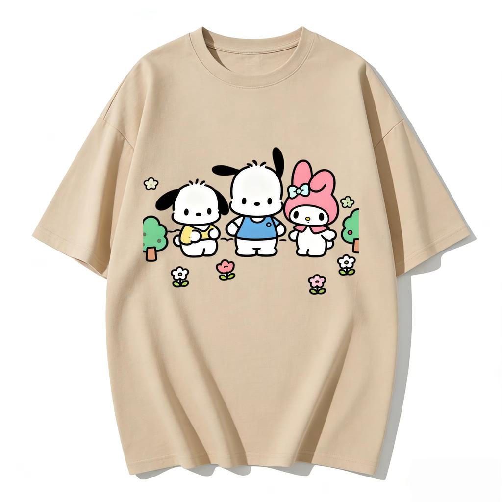 2026 new Summer Cute Pochacco TShirts Soft Cotton Short Sleeve Tees for Parents  Kids Breathable Casual Daily Outfit Tops