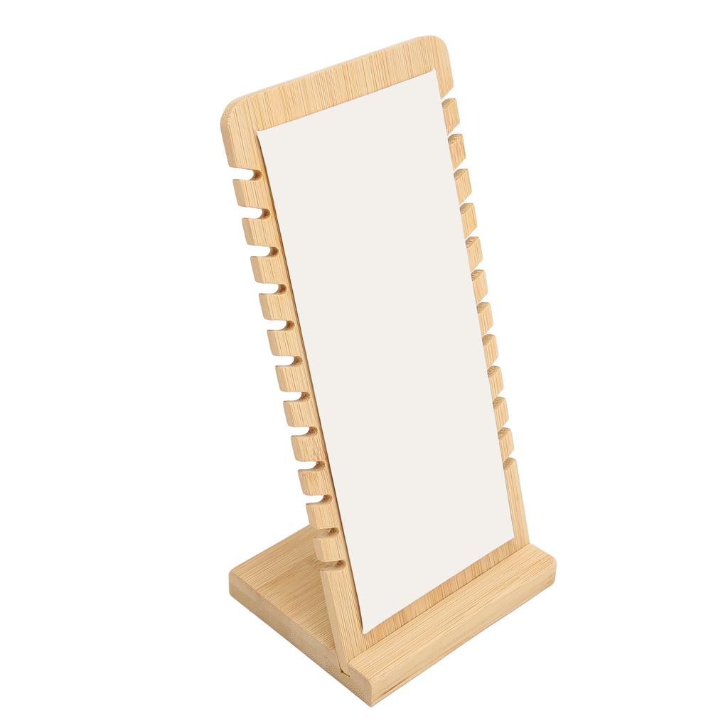 12 Slot Bamboo Necklace Display Stand White PU Panel Vertical Freestanding Jewelry Display Holder