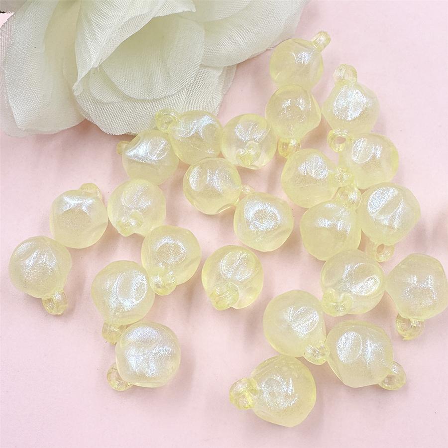 30Pcs/14.8*19.3mm With Hole Jelly Colored Round Beads Craft DIY Handmade Material DIY Beading Accessory Acrylic For Necklace Earrings Making Beads