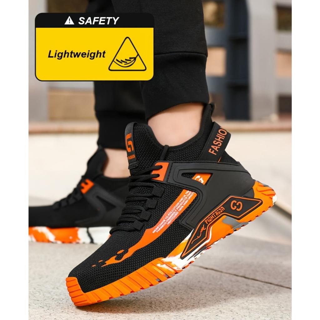 Мужская и женская модная защитная рабочая обувь, противоударный, удобный, дышащий тканевый верх, повседневная защита носка из стали на все времена года