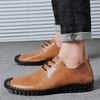 Italian Casual Men's Soft Genuine Leather Shoes Fashionable Minimalist Style Office Driving Outdoor Leisure Business Brown