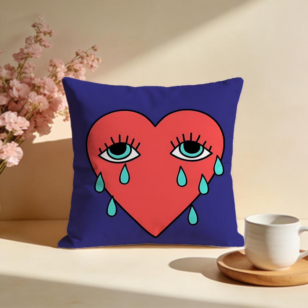 Colorful Graffiti Heart Cushion Cover Soft Pillow Cases for Home Bedroom Living Room Sofa