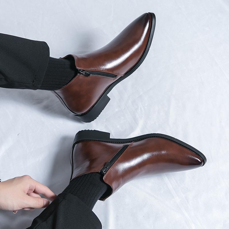 Men’s Motorcycle Boots Retro Street Style Dress Chelsea Boots Tuxedo Wedding Men Fashion Ankle Boots