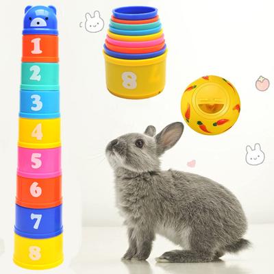 Игрушка-кролик, интерактивные штабелируемые чашки, игрушка-кролик, маленький кролик, скрывающая еду, игрушка-хомяк, шарик для кормления для маленького питомца
