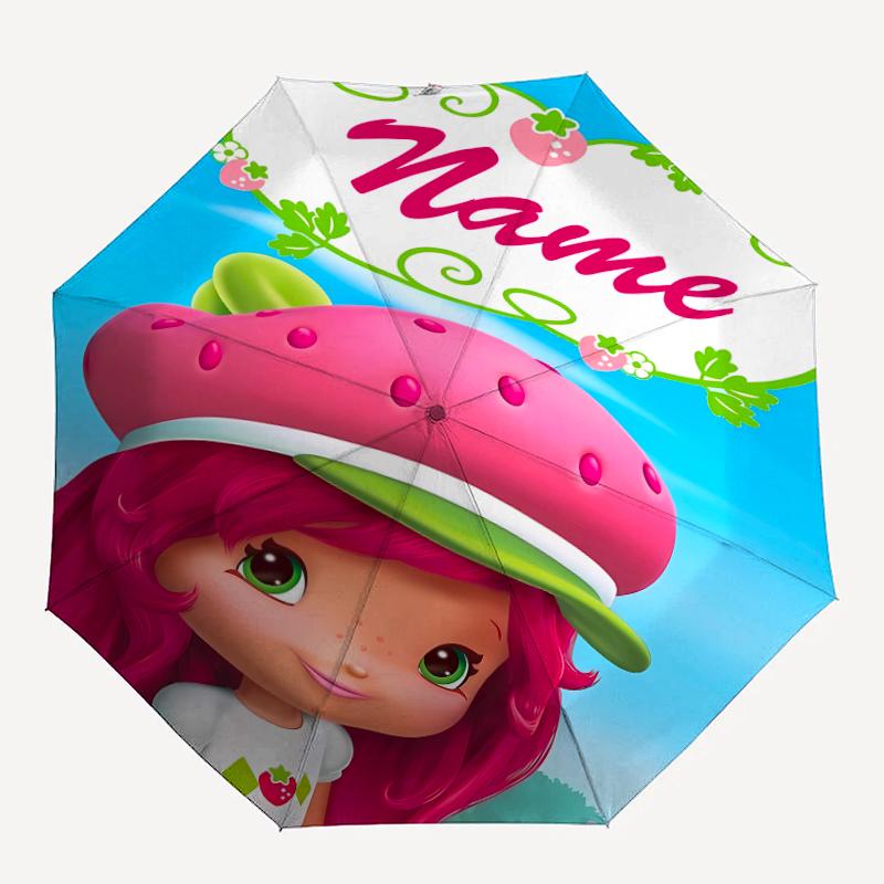 Personalized Name S-Strawberry Princess Print Umbrella - Automatic Open/Close, Eight-Rib Durable Frame, Automatic Folding Umbrella
