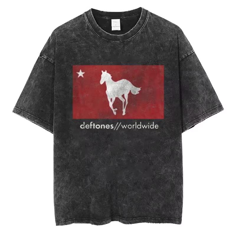 Ностальгический Хип-Хоп Deftones Мужская Женская Оверсайз Летняя Стиранная Футболка Винтажные Хлопковые Модные Футболки Streetwear Топы С Коротким Рукавом