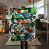 Christmas Grinch Cartoon printing Flannel Blanket Bedroom Sofa Camping Warm blanket Gifts for family and friends-MJ016