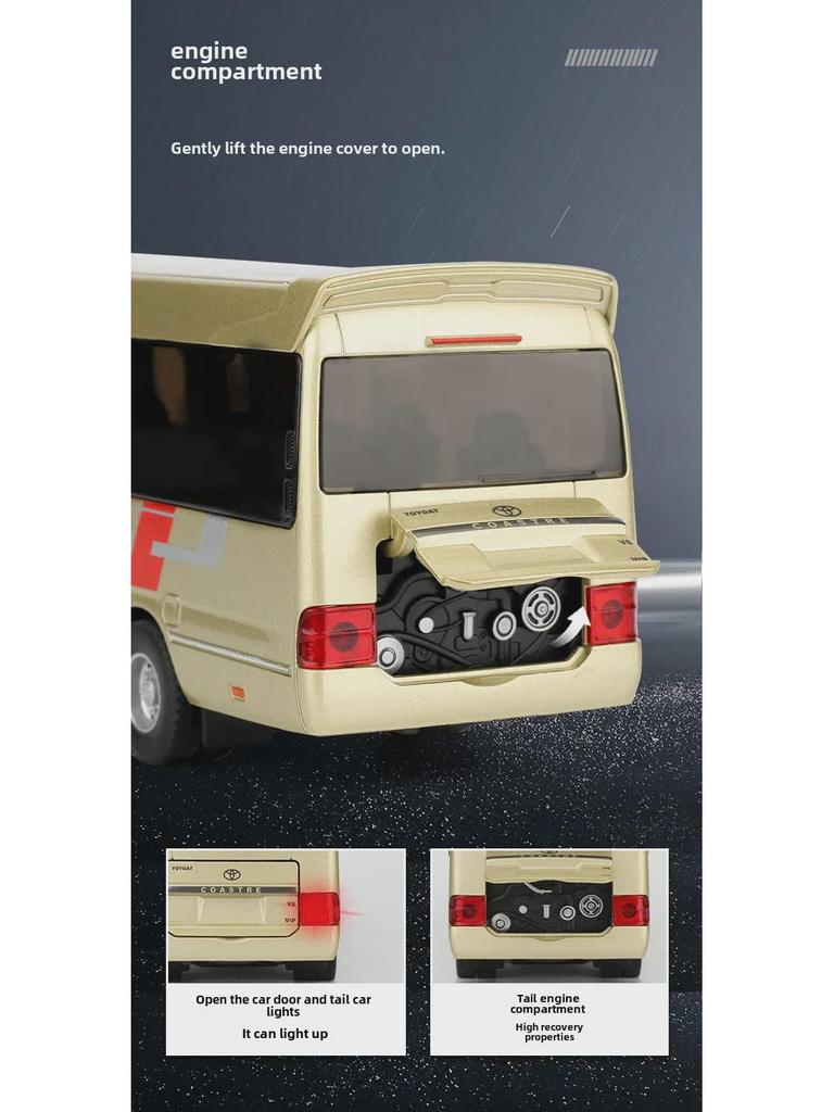 Игрушечная модель автобуса из сплава в масштабе 1/32 со звуком и светом - инерционный механизм, украшение для торта 