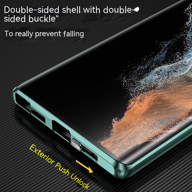 Для Samsung Galaxy S25 S24 S23 S22 S21 Ultra Чехол 360° Полная защита Металлический Магнитный Со стеклом для экрана Защитная крышка для камеры