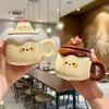 High-value Cute Pudding Ceramic Mug Is a Particularly Beautiful Cup for Girls and Couples Coffee Cup Birthday Gifts