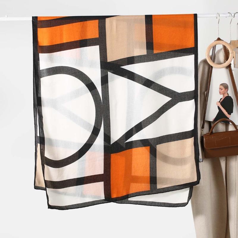 New Cotton and Linen Feel Simple Color Matching Letter O Scarf Fashion Travel Sunscreen Yarn