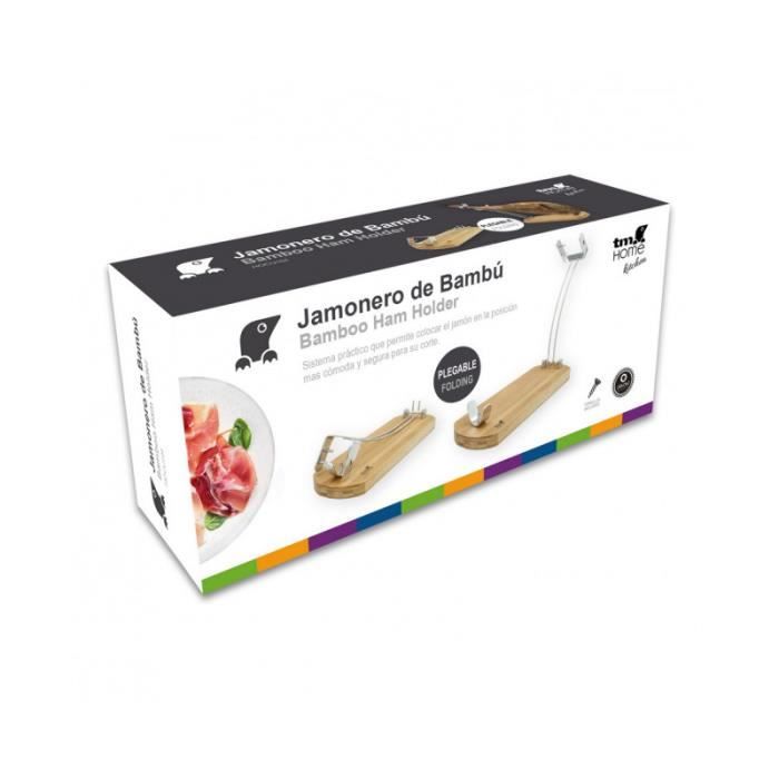 Support À Jambon Pliable - Bambou - 37,5 X 16,5 Cm - Antidérapant - Ergonomique - Pliable