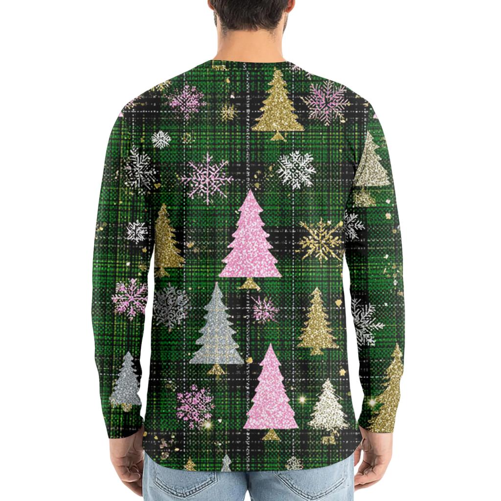 Men's Fashion Printed Round Neck Long Sleeve Bottoming Shirt Top