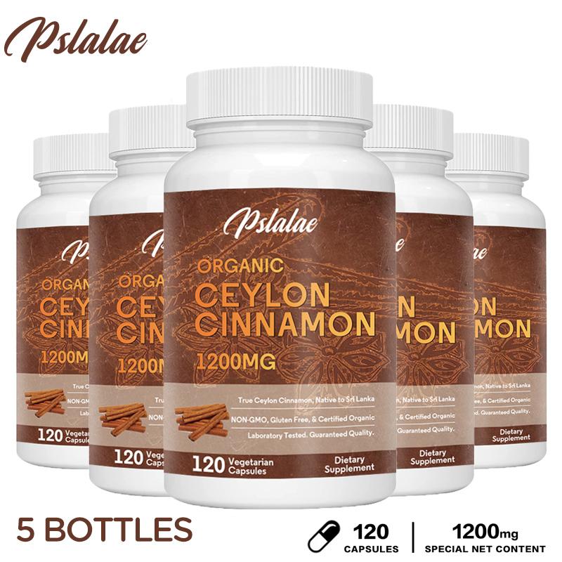 Pslalae Organic Ceylon Cinnamon Capsules, 1200mg, Ceylon Cinnamon Extract, Suitable for Adults