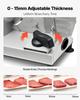 Meat Slicer, 150W Electric Deli Slicer Machine with 170 mm Sharp Blade, Home Meat-Slicer with 65-90 RPM Slicing Speed, 0-15 mm Adjustable Thickness,