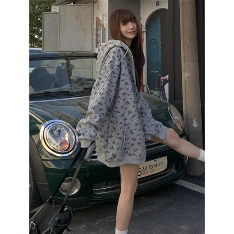 Серые печатные пальто женские с капюшоном зимние плюшевые повседневные универсальные офисные женские печатные элегантные повседневные свободные модные новые