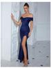 Elegant Off-Shoulder Slim Fit Evening Dress In Solid Color – Sexy Long Women's Dress