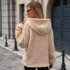 Женская свободная флисовая толстовка с капюшоном на полумолнии, зимний пуловер из шерпы, толстовки с длинными рукавами и карманами, удобная теплая верхняя одежда для женщин