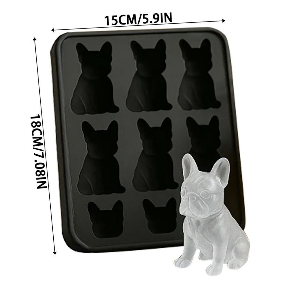 Easy Demoulding French Bulldog Ice Mold 6 Hole 3D Ice Tray Whiskey Ice Mold Whiskey Party Drinks