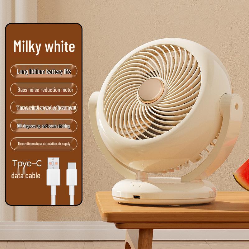 2026 Cute Rechargeable Mini Shaking Fan – Long Battery Life, Portable USB Desk Fan