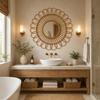 Eco Decx Rattan Flower Wall Mirror, Handwoven Boho Decorative Hanging Mirror for Bedroom & Living Room Decor, 60  x  2  x  55 cm