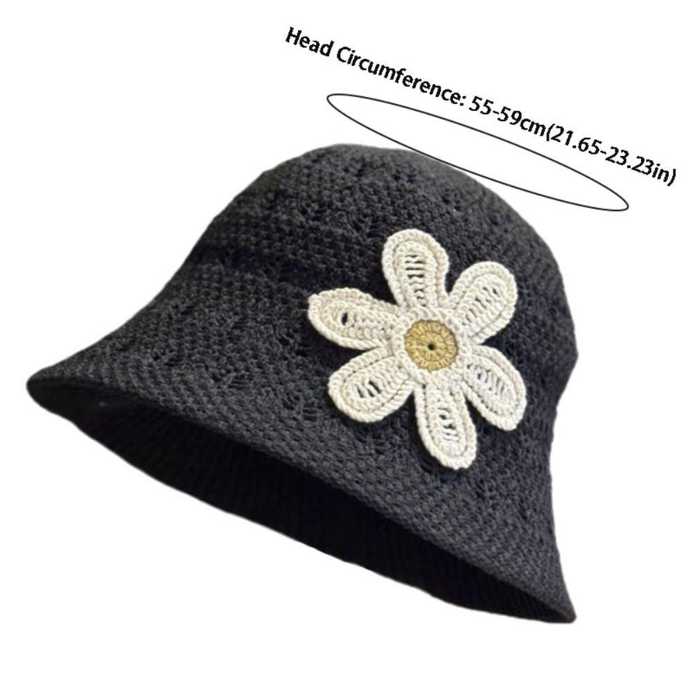 3D Flower Embroidered Fisherman Hat Foldable Straw Hat Fashion Bucket Hat Outdoor