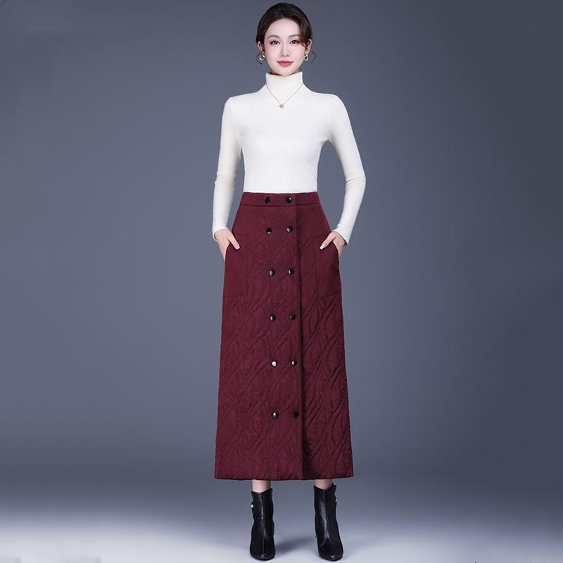Пуховик с хлопковой подкладкой больших размеров с высокой талией винтажный весенний осенний зимний повседневный свободный длинный для женщины юбки женская юбка