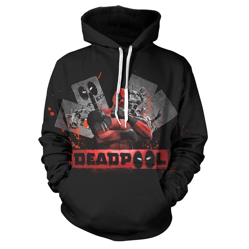 Men's Deadpool Sweatshirts Long Sleeve Hooded Coat Pullover Hoodies With Superhero Design