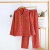 Women's Cotton Jacquard Pajama Set - Lapel Design, Long Sleeves, for Spring and Autumn