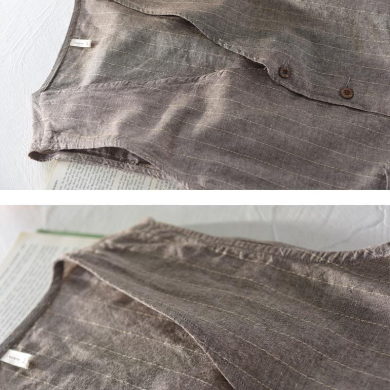 Мужской жилет в английском стиле, летняя модная жилетка, мужская дышащая повседневная куртка с V-образным вырезом, тонкая полосатая безрукавка из хлопка и льна на пуговицах