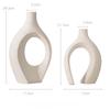 Off White and Black Hollow Ceramic Vase Set of 2, Round Modern Vase Nordic Style Decor Boho Vases for Home Living Room Coffee Table Decorative 28cm
