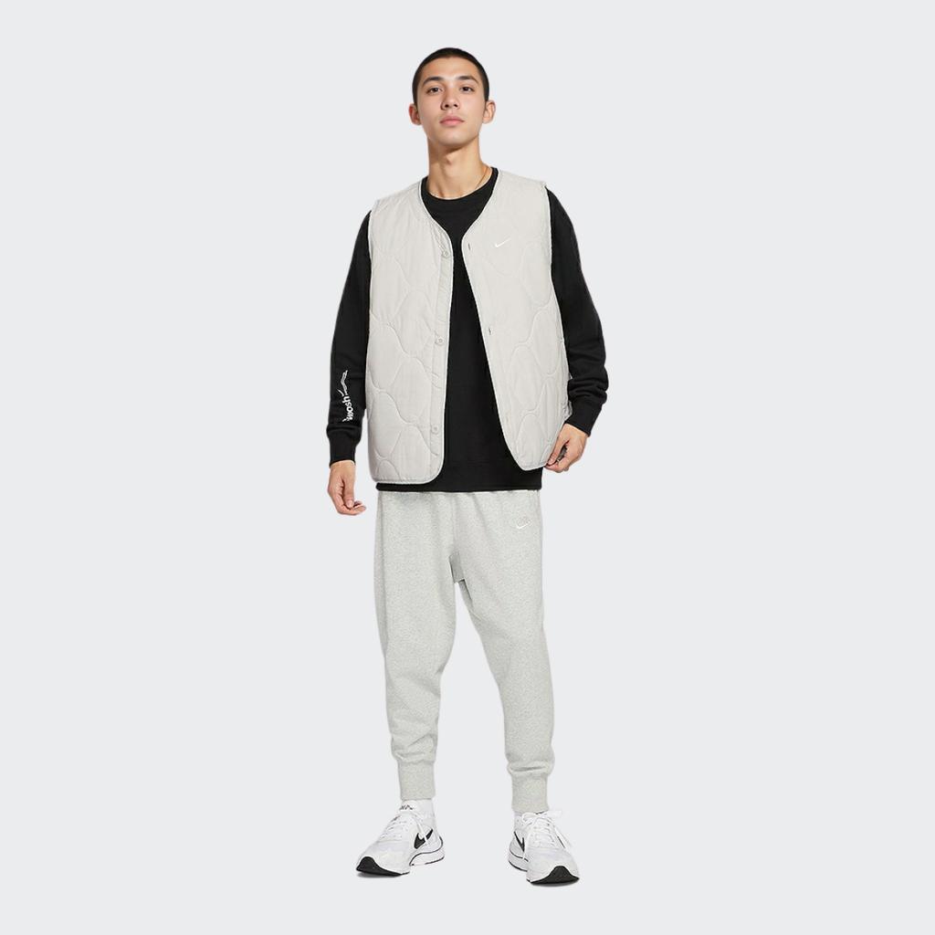 Nike Твердые теплые военные хлопковые жилеты мужские топы серо-белые DX0891-012