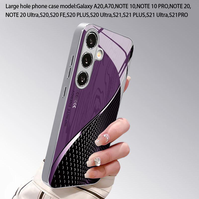 Фиолетовый узор с 2D текстурой Чехол для телефона Samsung S26 S25 S24 S23 S22 S21 S20 A56 A36 A16 - Гальванизированное Стекло Защитная Крышка