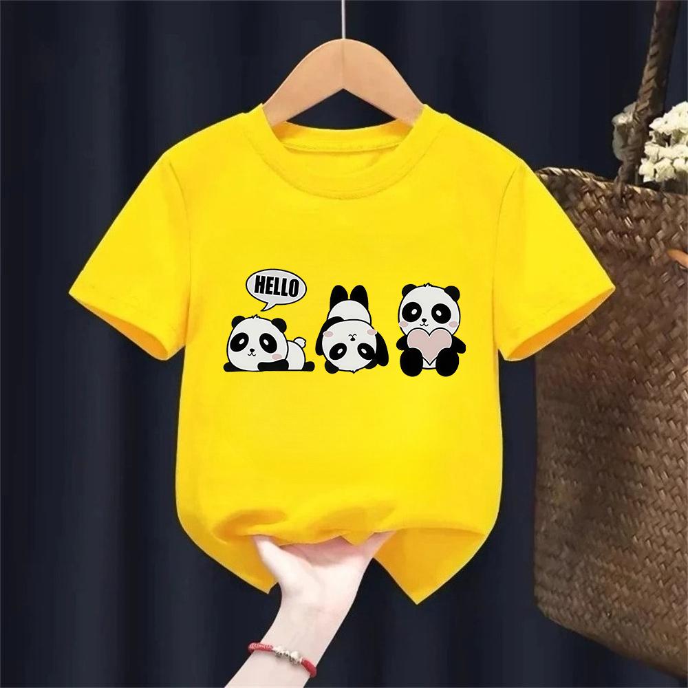 Футболки с коротким рукавом, смешные с пандой, животные, детские, для мальчиков и девочек, летние, весенние, повседневные, верхняя часть, футболка