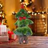 Электрическая новогодняя елочная игрушка с музыкальным светом, работающая от батареек, светодиодная, танцующая, поющая, мини-плюшевая зеленая елка, настольное украшение, украшение для вечеринки