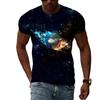 Летние футболки с рисунком космической планеты и пейзажем для мужчин, модные футболки с короткими рукавами и круглым вырезом в уличном стиле с 3D принтом