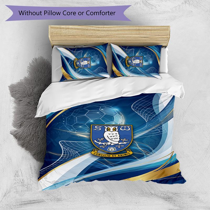Sheffield Wednesday Football Printed 3 Pieces Bedding Set, Comfortable Skin Friendly Bedroom Duvet Cover Set