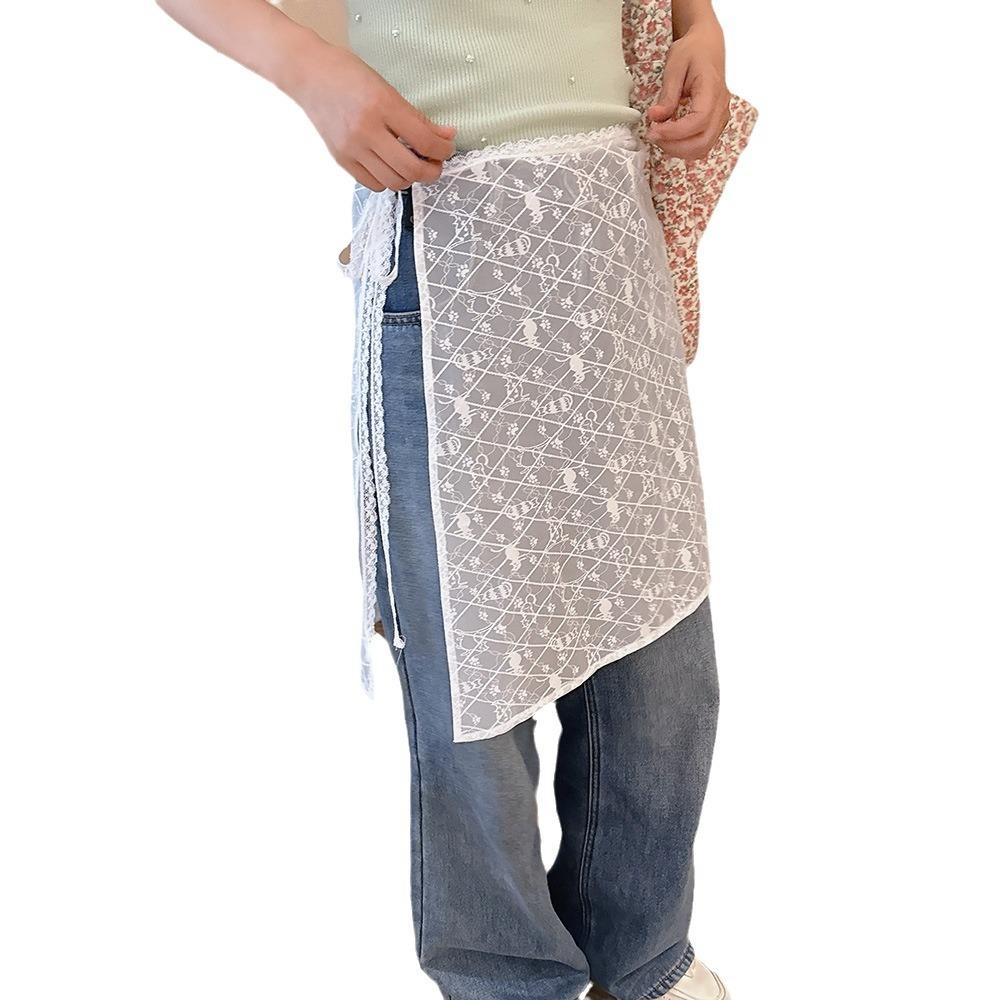 Elastic Lace Slack Stacking With Skirt Women'S High Quality Fresh And Sweet Fart Curtain Flower Apron