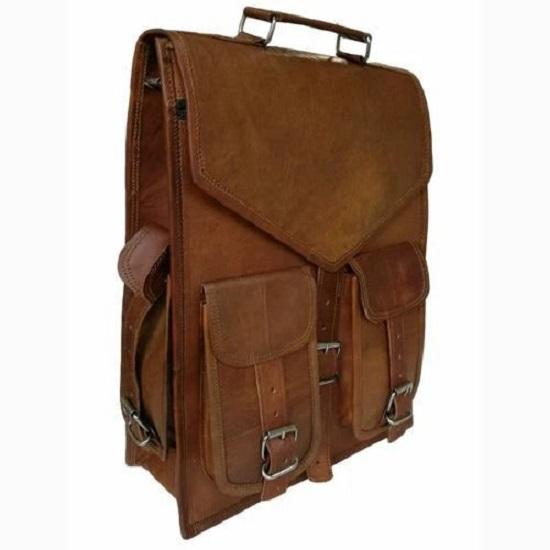 Unisex Genuine Leather Men's Backpack Bag Laptop Satchel Briefcase Brown Vintage