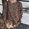 Plus Size Women's New Leopard Print Plus Fleece Thick Long-sleeved Mid Long Hoodie