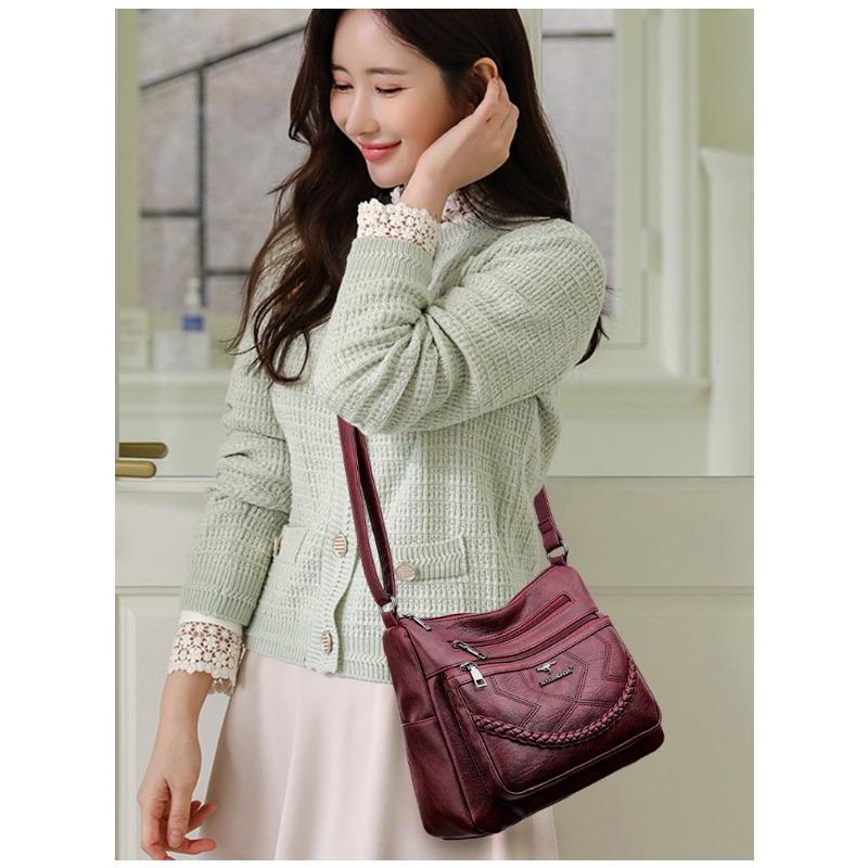 Женская сумка для мамы, простая и модная сумка на плечо, мягкая кожаная женская сумка среднего возраста, большая вместительная сумка через плечо Tide, новинка 2023 года