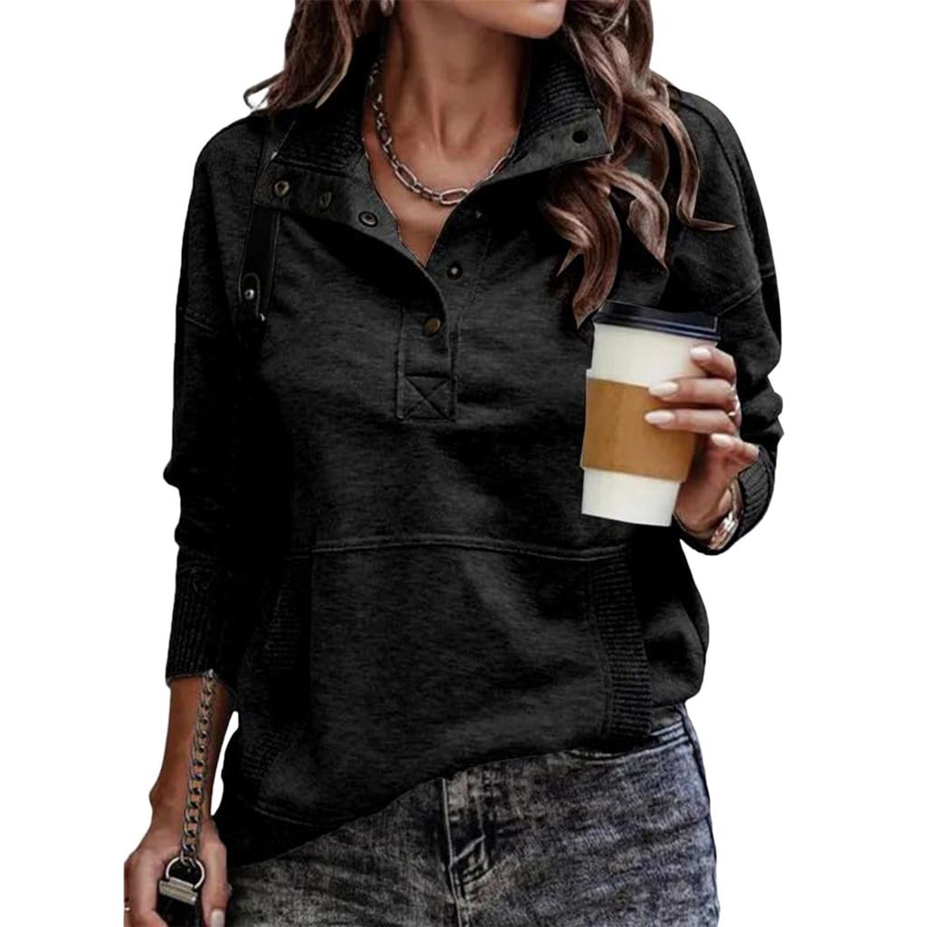 Women's Autumn/winter Fashion Long Sleeve Button Street Hoodie In Solid Color