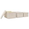 3 Piece Storage Box Set Stackable Fabric Boxes in Cream