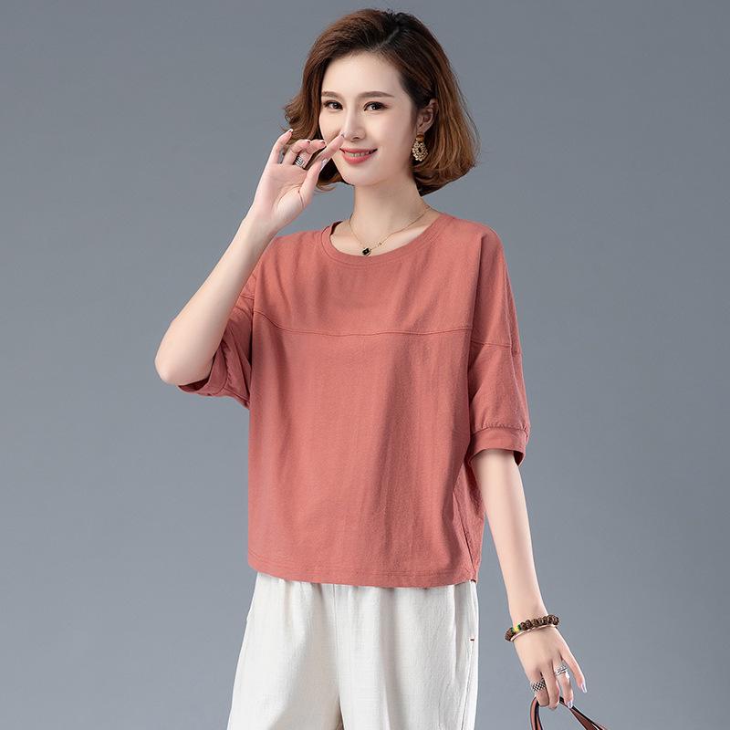 Летняя женская футболка с коротким рукавом, облегающая фигуру - Повседневный топ, скрывающий живот, для женщин среднего возраста