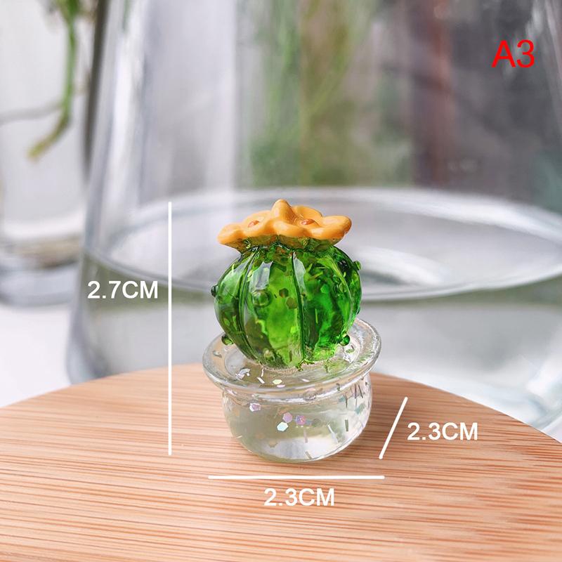 Handmade Murano Glass Cactus Figurines Ornaments Desktop Craft Adornment Creative Colorful Cute Miniature Plant For Home Decor