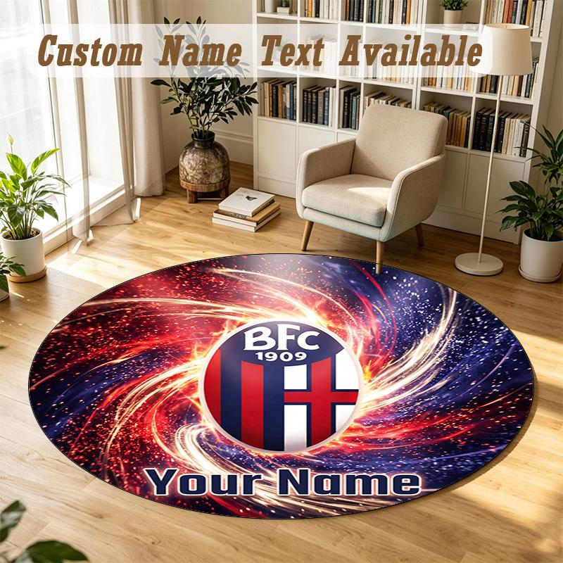 Round Rug Custom NameBologna FC Pattern Non Slip Carpet Home Floor Decor