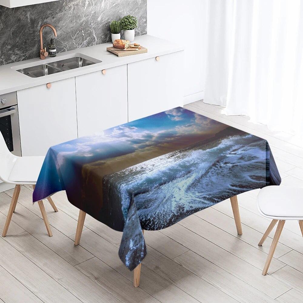 Скатерть с природными пейзажами на открытом воздухе, для кемпинга, противообрастающая, водонепроницаемая, прямоугольная, для украшения домашнего стола