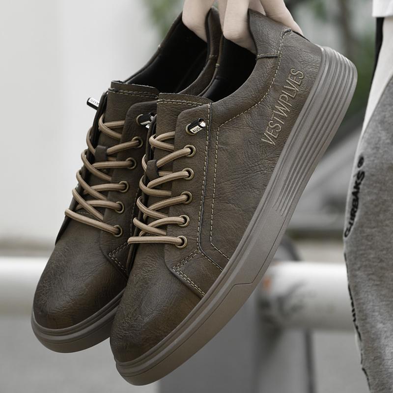 Модная Роскошная Кожаная Обувь Новая Эластичная Лента Спортивная Обувь для Открытого Воздуха Толстая Подошва Оксфорды Мужская Повседневная Обувь Модная Обувь для Пешего Туризма на Открытом Воздухе