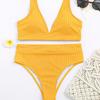 Women's Sexy V-neck Pit Striped Bikini High Waist Split Swimsuit 10 Colors