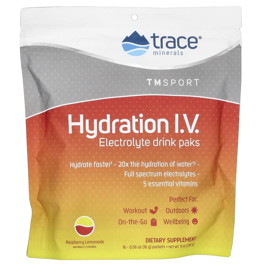 Hydration IV, Electrolyte Drink Pack, Raspberry Lemonade Flavor, 16 Pack, 16G (0.56Oz) Each